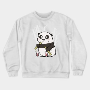 Cute Chubby Panda Eating Bamboo Drawing Crewneck Sweatshirt